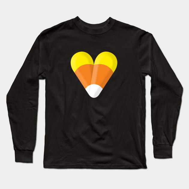 Halloween Candy Corn Heart Long Sleeve T-Shirt by cottoncanvas